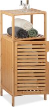 Relaxdays badkamerkast bamboe - smal badkamerrek - opbergkast badkamer - bamboe kastje