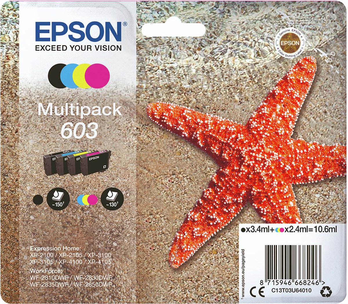 Epson Multipack 4-colours 603 Ink C13T03U64010, 'Zeester', 4-delig