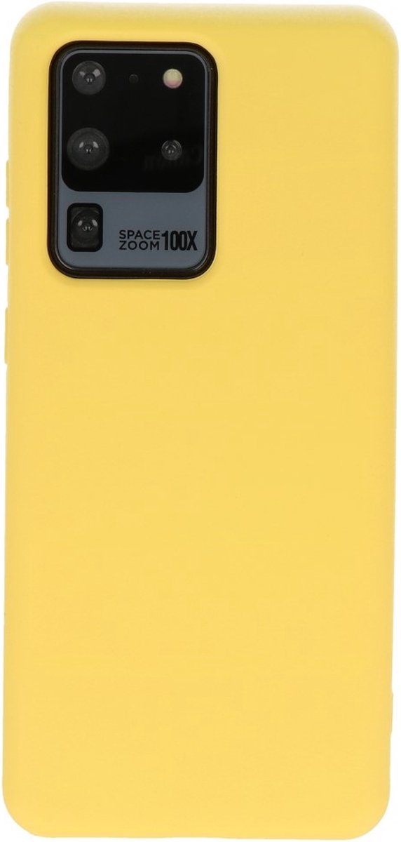 Hoesje 2.0mm Dikke Siliconen Back Cover Kleur Geel geschikt voor Samsung Galaxy S20 Ultra