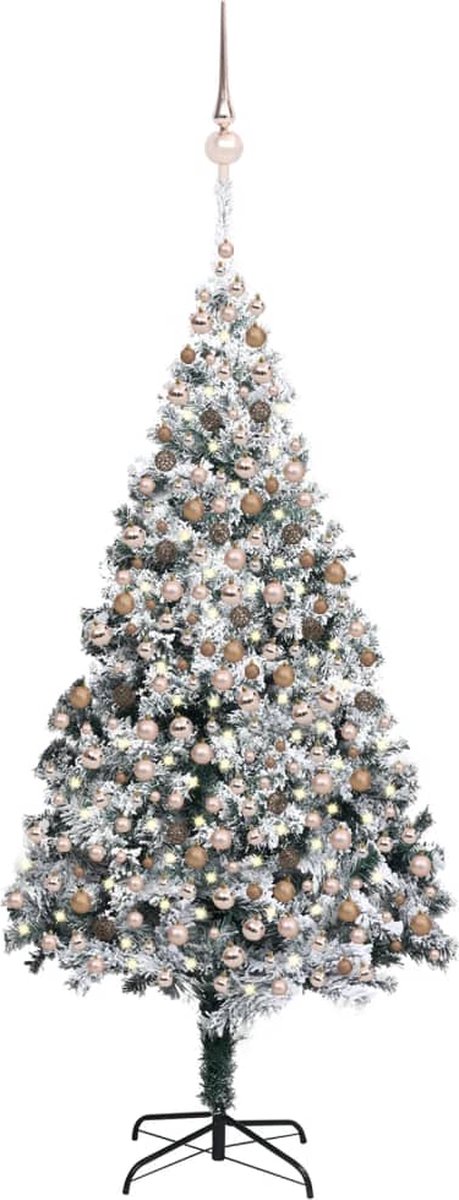 Prolenta Premium - Kunstkerstboom met LED's, kerstballen en sneeuw 400 cm groen