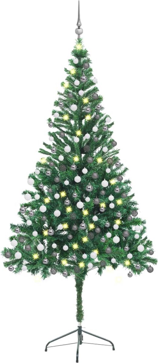 Prolenta Premium - Kunstkerstboom met LED's en kerstballen 910 takken 210 cm
