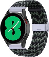 By Qubix Braided nylon bandje 20mm - Groen - zwart - Geschikt voor Samsung Galaxy Watch 6 - Galaxy Watch 6 Pro - Galaxy Watch 5 - Galaxy Watch 5 Pro - Galaxy Watch 4 - Galaxy Watch 4 Classic - Active 2 - Watch 3 (41mm)