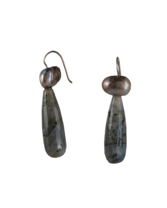 Gele parel oorbellen met mother of pearl parels – Zhen Zhu