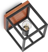 Lindby - wandlamp - 1licht - staal, eikenhout - H: 18 cm - E27 - eiken, zwart
