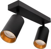 Groenovatie Plafondspot Rond 2-Lichts - GU10 Fitting - Kantelbaar - Zwart/Goud
