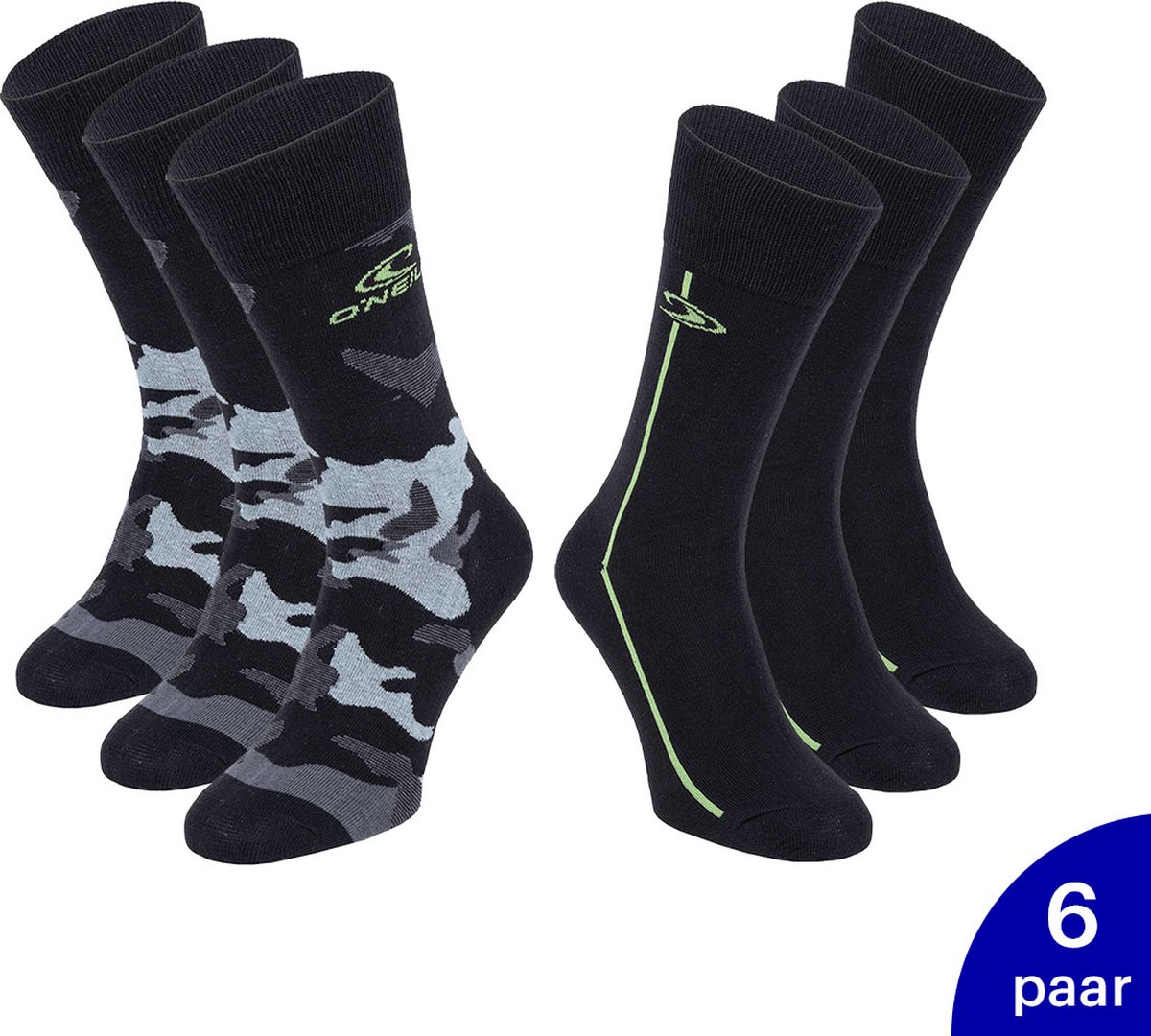 O’Neill 6-Pack Casual Sokken Katoen Sportief Heren – 39-42 789152 Zwart