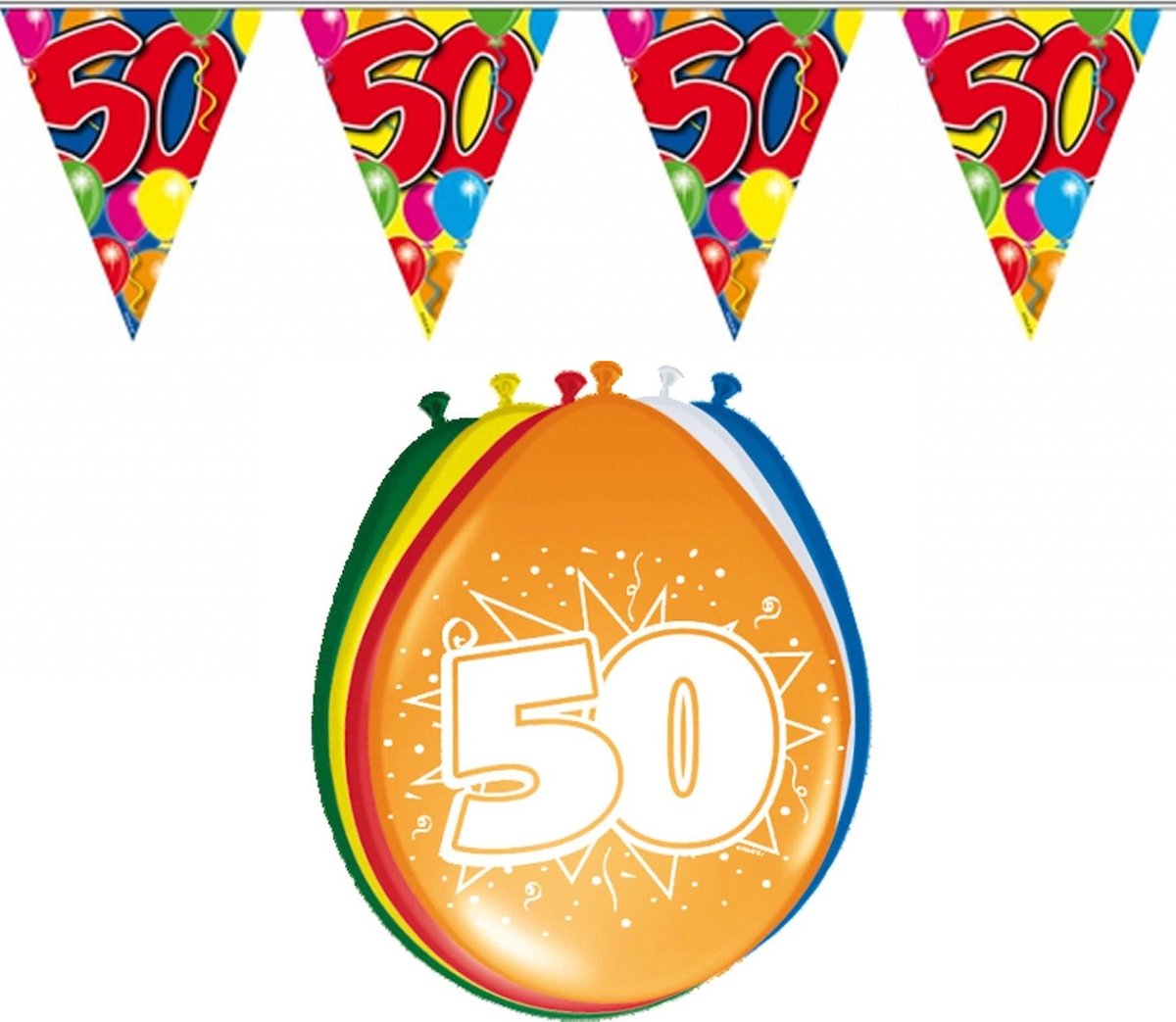 Folat - 50 jaar feestartikelen pakket - 2x vlaggetjes en 32x ballonnen