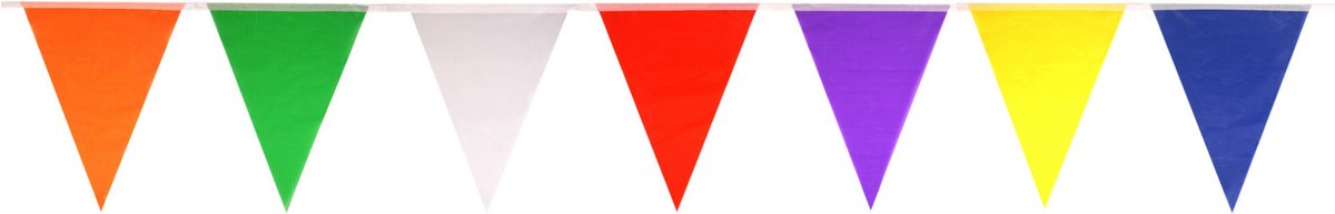 Gekleurd - vlaggenlijn - 7 meter - nylon - 25 stuks - 20 x 20 cm