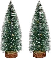 Krist+ Kleine decoraties kerstboompjes 2x stuks - 35 cm - met licht