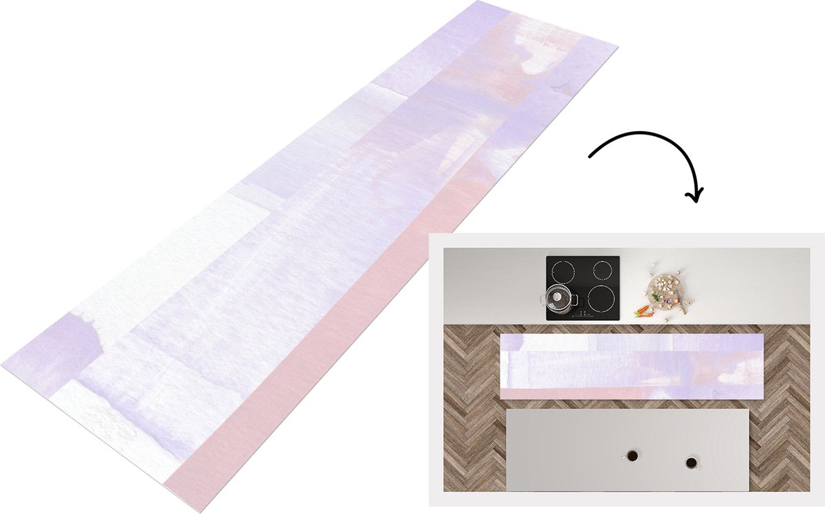 KitchenYeah Keukenloper - Loper keuken - Pastel - Verf - Design - 240x60 cm - Keukenloper vinyl Multicolor