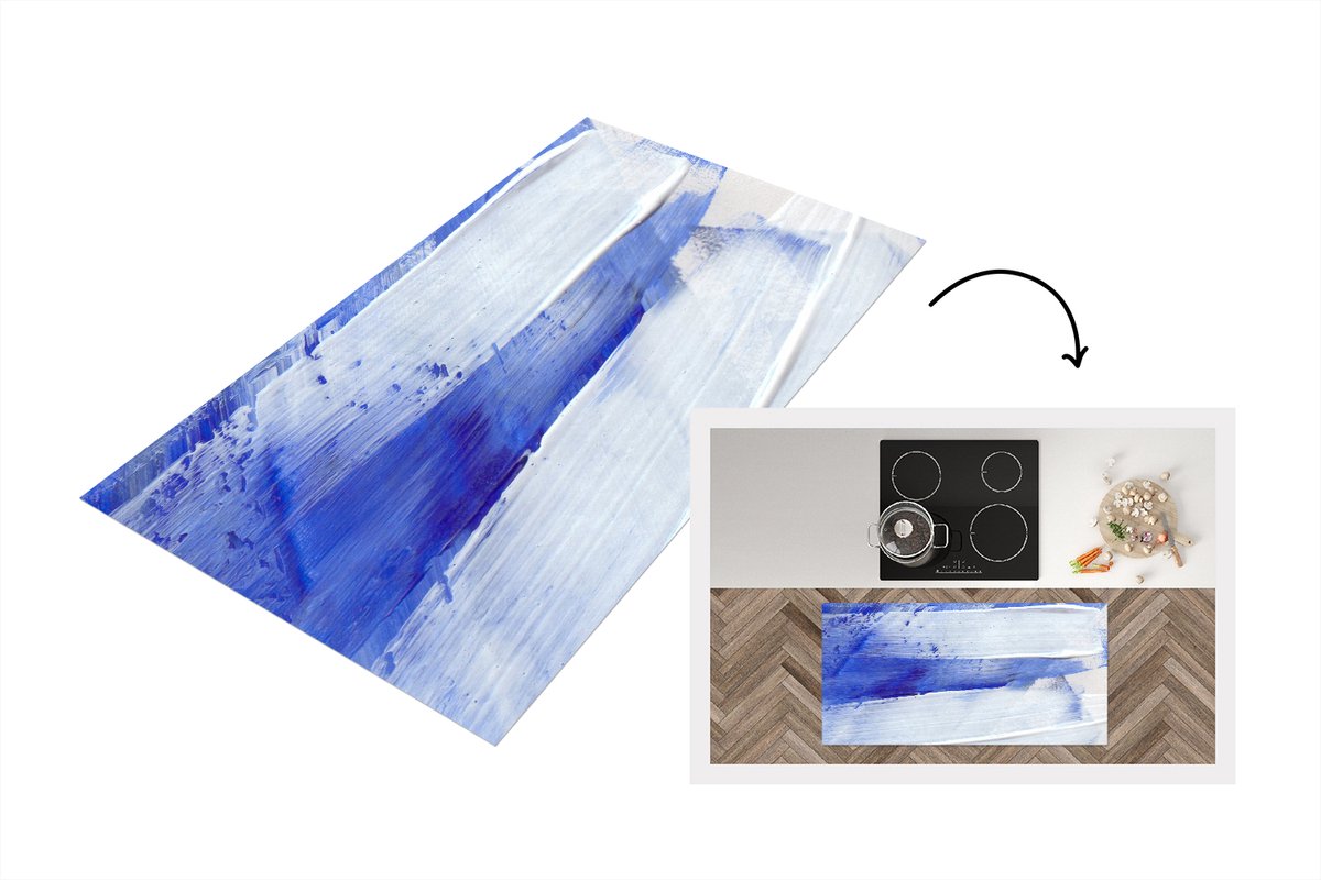 KitchenYeah Keukenloper - Loper keuken - Verf - Design - Blauw - 120x60 cm - Keukenloper vinyl Multicolor