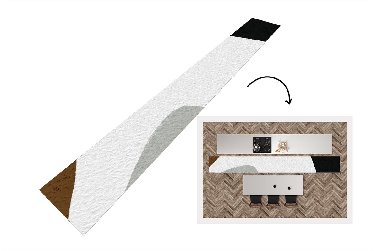 KitchenYeah Keukenloper - Loper keuken - Minimalisme - Design - Vormen - 480x60 cm - Keukenloper vinyl Multicolor