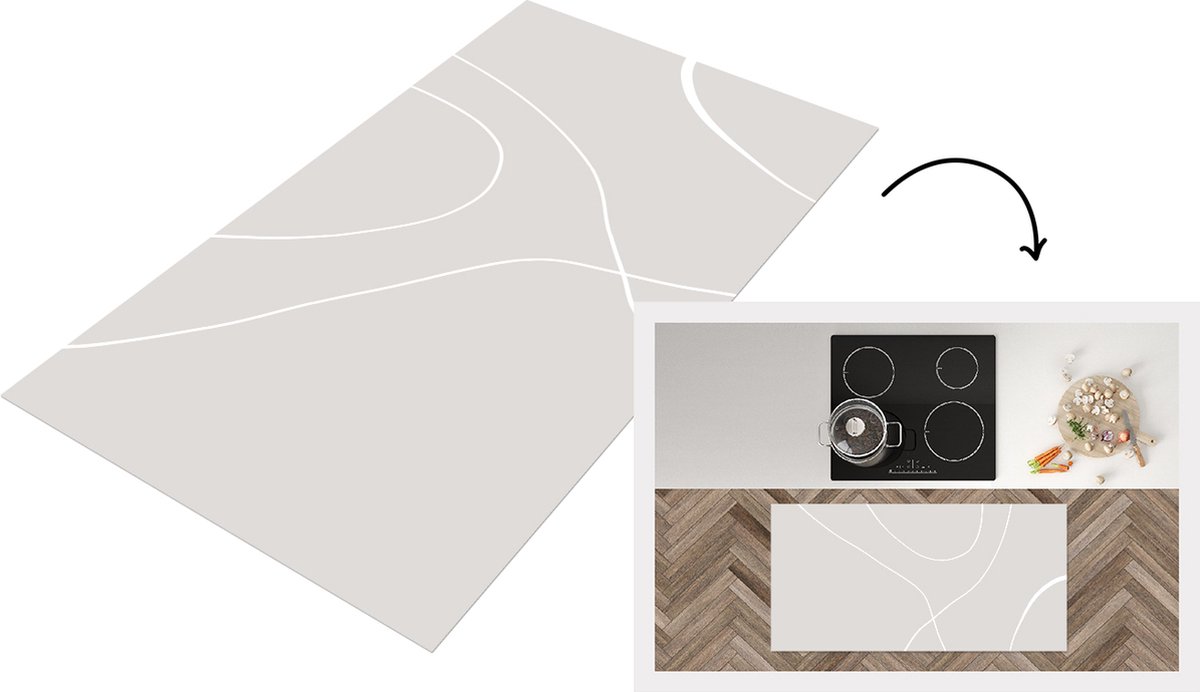 KitchenYeah Keukenloper - Loper keuken - Line art - Abstract - Pastel - Keukenloper vinyl multicolor, foto 4