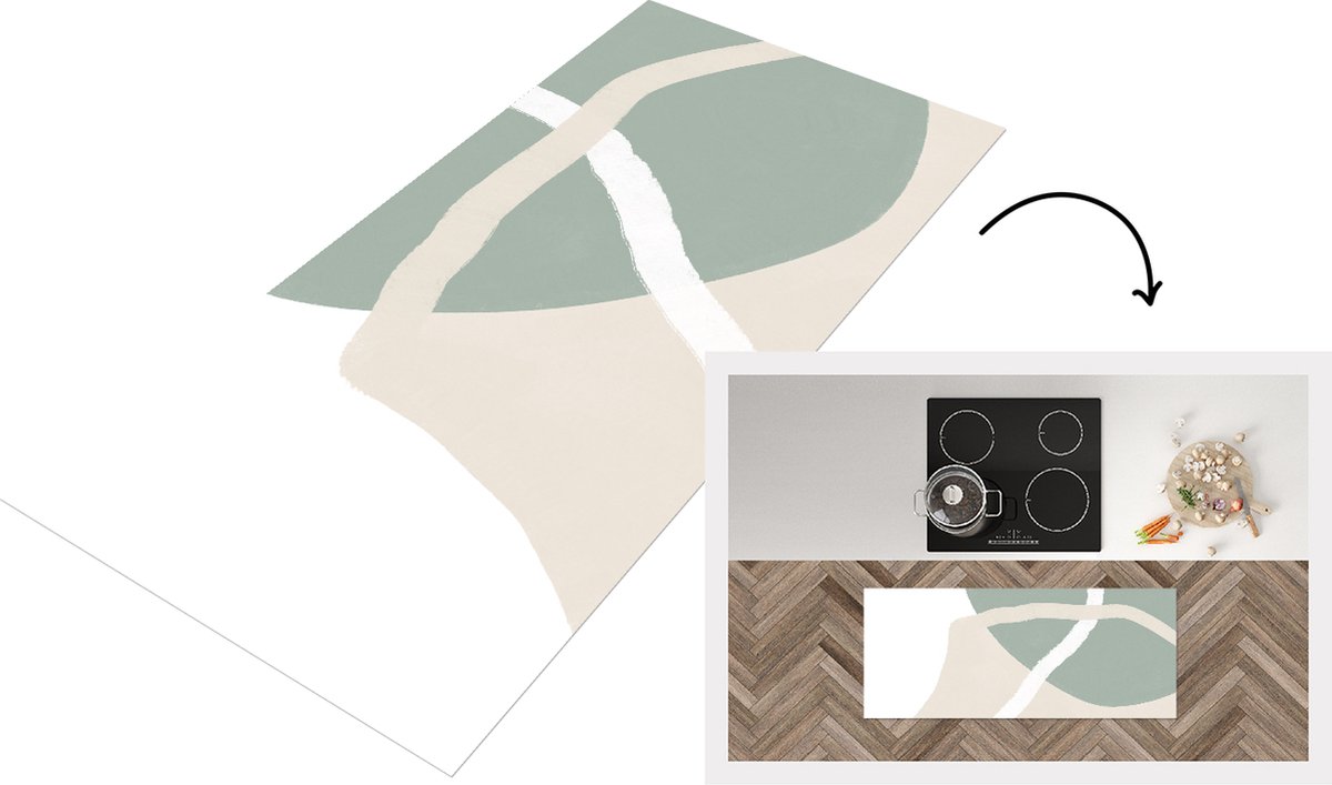 KitchenYeah Keukenloper - Loper keuken - Minimalisme - Pastel - Design - 120x50 cm - Keukenloper vinyl Multicolor