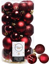 Decoris kerstballen - 44x stuks - donkerrood - 3-4-5-6 cm - kunststof