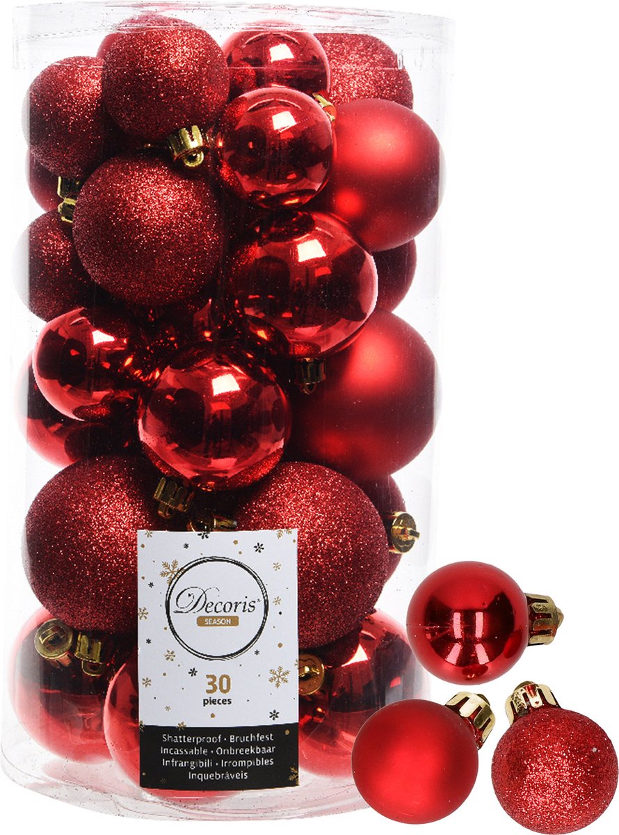 Decoris kerstballen - 44x stuks - rood - 3-4-5-6 cm - kunststof