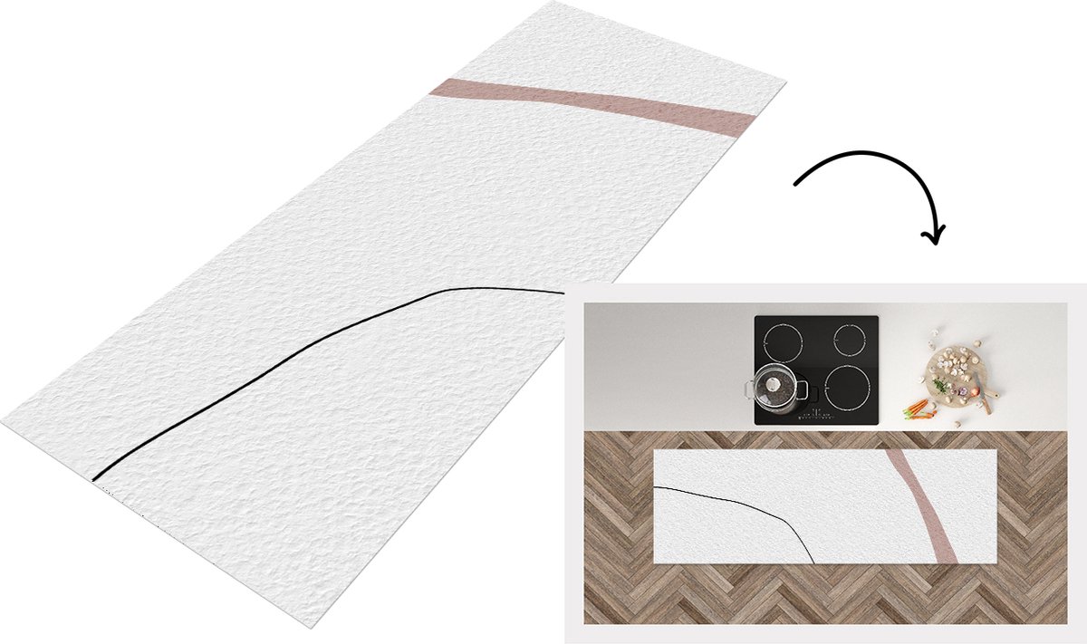KitchenYeah Keukenloper - Loper keuken - Lijn - Pastel - Design - 180x60 cm - Keukenloper vinyl Multicolor
