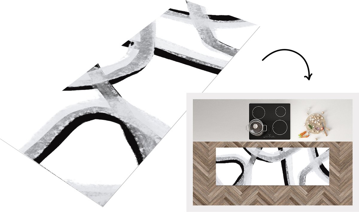 KitchenYeah Keukenloper - Loper keuken - Lijn - Minimalisme - Design - 180x60 cm - Keukenloper vinyl Multicolor