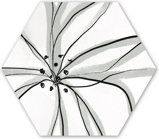 Hexagon wanddecoratie - Kunststof Wanddecoratie - Hexagon Schilderij - Bloemen - Abstract - Design - 75x65 cm