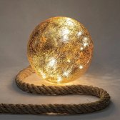 Anna's Collection Lichtbol aan Touw 15 LED Ø18cm Goud Folie