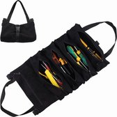 Sac à outils en toile avec 5 poches zippées, petit sac pratique, organiseur pour siège arrière de voiture - Zwart