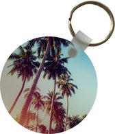 Sleutelhanger - Palmboom - Zomer - Retro - Zon - Plastic - Rond - Uitdeelcadeautjes