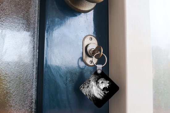 Porte-clés - Cadeaux - Lion - Portrait - Noir - Wit - Animaux - Plastique