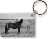 Sleutelhanger - Paarden - Dieren - Portret - Zwart wit - Platteland - Uitdeelcadeautjes - Plastic