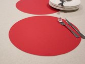 Wicotex- Napperons de table Uni rouge-rond-Set de table facile à nettoyer 12 pièces