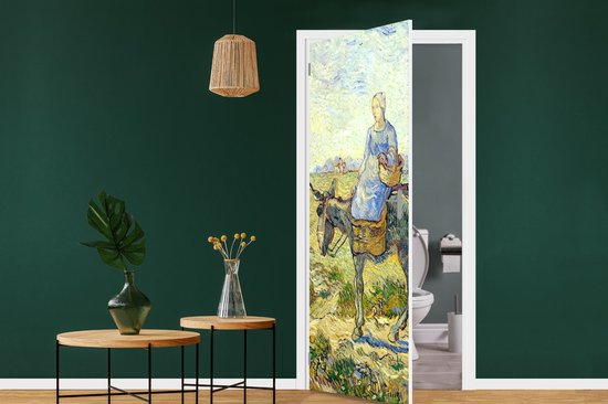 Deursticker Boerenkoppel gaat naar het werk - Vincent van Gogh - 80x205 cm - Deurposter