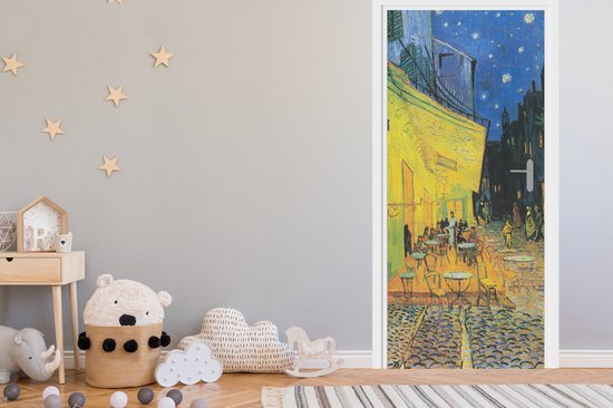 Deurposter 80x205 cm - Deursticker Caféterras bij nacht - Vincent van Gogh - Meubelfolie zelfklevend - Deurfolie woonkamer - Interieurfolie fotobehang - Deur plakfolie - Deurstickers - Deurbehang sticker - Kamer decoratie