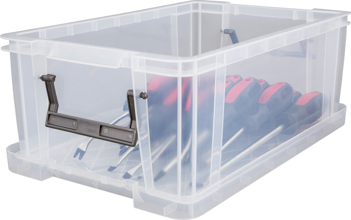 Whitefurze Opbergbox - 2x stuks - 10 liter - Transparant - 40 x 26 x 15 cm - kunststof - opslag oplossingen - kist - met deksel