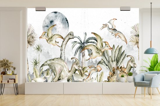 Papier Peint - Papier Peint Papier peint photo Dinosaurus - Enfants - Décoration Jungle - Largeur 390 cm x Hauteur 260 cm