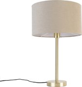 QAZQA simplo stof - Design Tafellamp met kap - 1 lichts - H 55 cm - Goud/messing - Woonkamer | Slaapkamer | Keuken