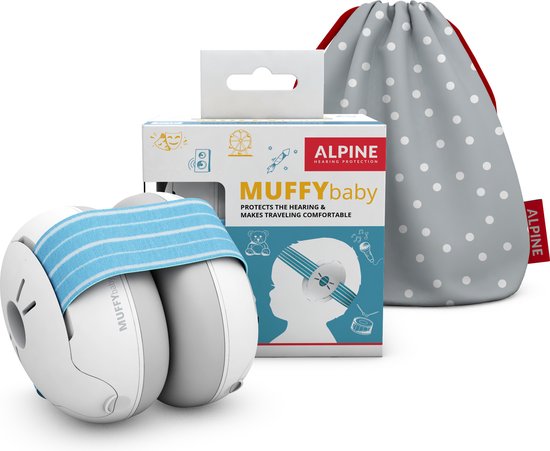 Geluidsonderdrukkende koptelefoon voor baby's, MUFFY Baby Blauw en Wit Alpine