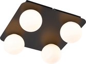 QAZQA cederic - Moderne Plafondlamp - 4 lichts - L 26 cm - Zwart - Buitenverlichting
