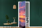 Deursticker Strand - Zee - Zonsondergang - 95x235 cm - Deurposter
