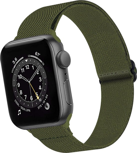 Nylon Bandje Geschikt voor Apple Watch 1-8 / SE (42/44/45) Bandje Stof - Horloge Band Verstelbare Gesp Polsband Geschikt voor Apple Watch 1-8 / SE (42/44/45) - Donkergroen