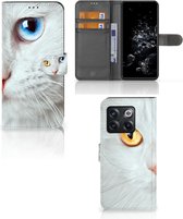 GSM Hoesje OnePlus 10T Bookcover Case Witte Kat