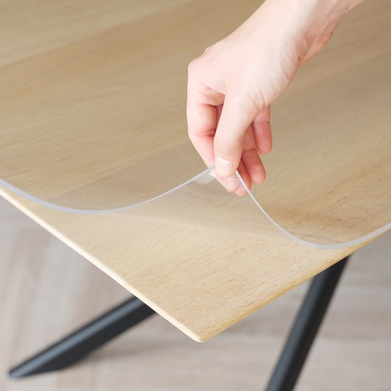 ANRO Tafelkleed, beschermend transparant tafelzeil, 0,3 mm, glashelder, doorzichtige folie, helder, 200 x 140 cm met zoom, omzoomd