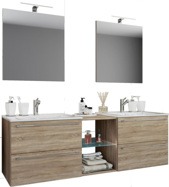 Badplaats Badkamermeubel Montreal 60cm complete set met spiegelkast - mat grijs | Leen Bakker