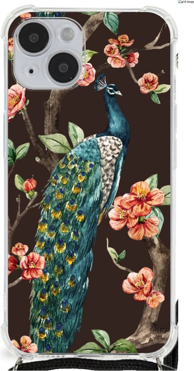 iPhone 14 Plus Case Anti-shock Pauw met Bloemen