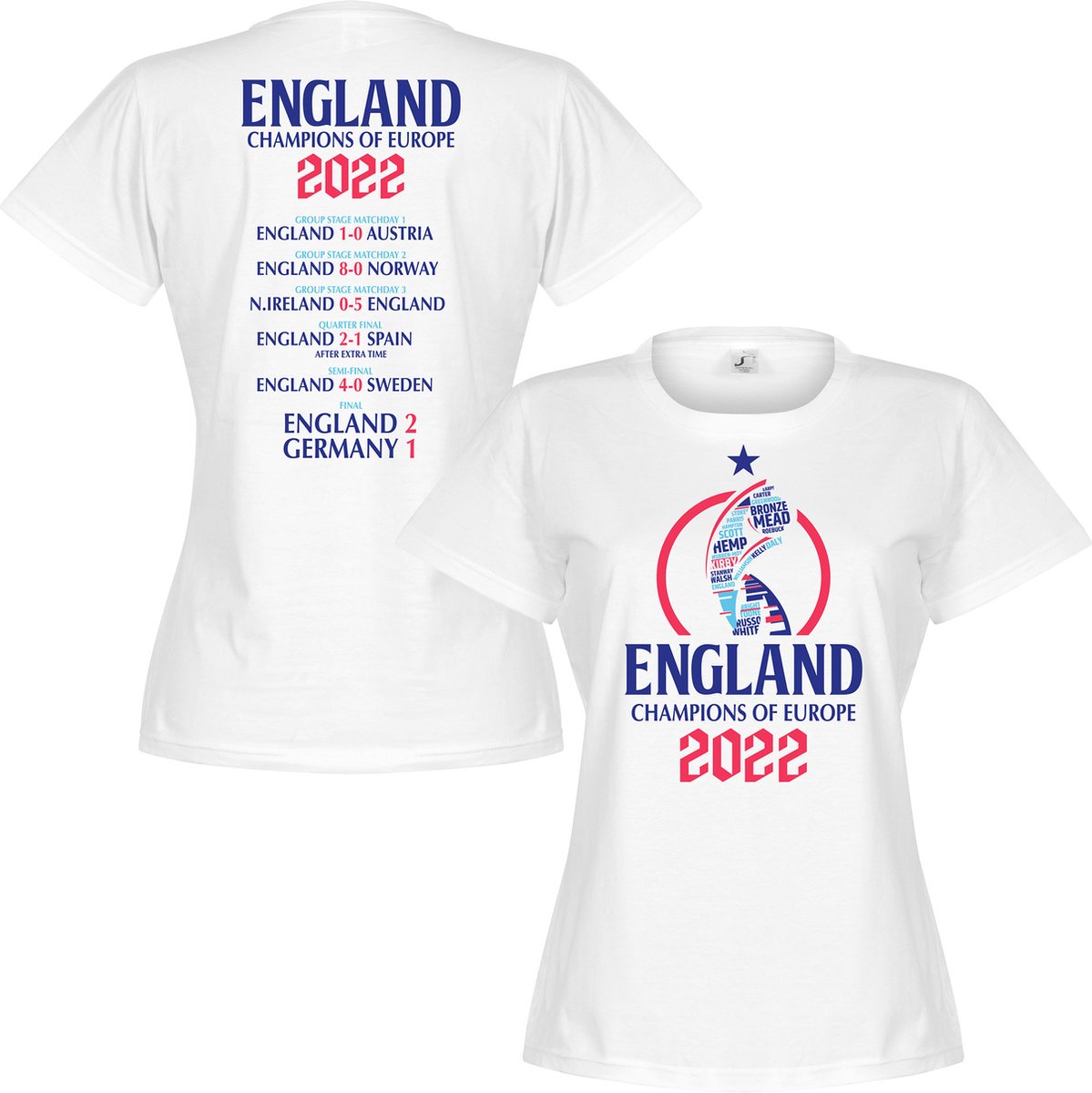 Engeland EK 2022 Road To Victory Winners Dames T-Shirt - Wit - M
