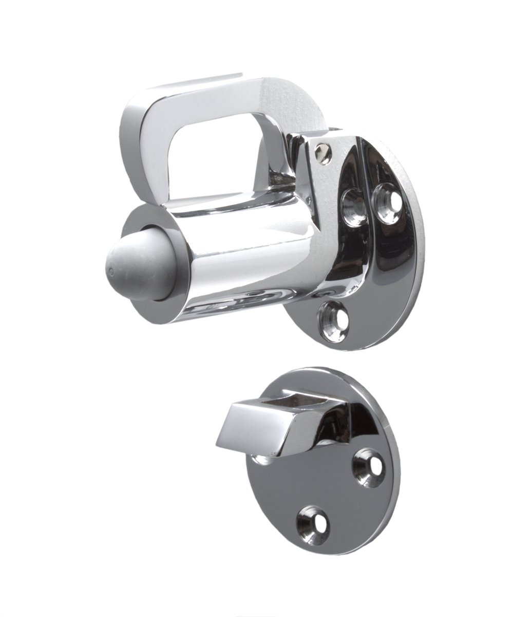 Deurvastzetter - met valhaak - 72mm - Messing gepolijst chroom - S&B - 251201.6