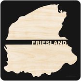 Provincie Friesland Zwart hout - 35x35 cm - Woon decoratie - Wanddecoratie - WoodWideCities