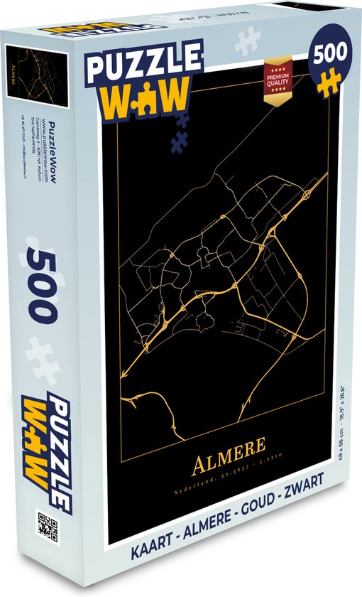 Puzzle Carte - Almere - Or - Zwart - Planet'Puzzles - Puzzle 500 pièces