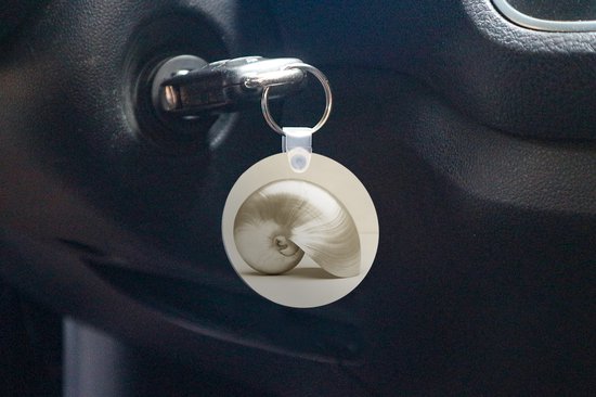 Sleutelhanger - Schelp -Parel -Wit - Plastic - Rond - Uitdeelcadeautjes