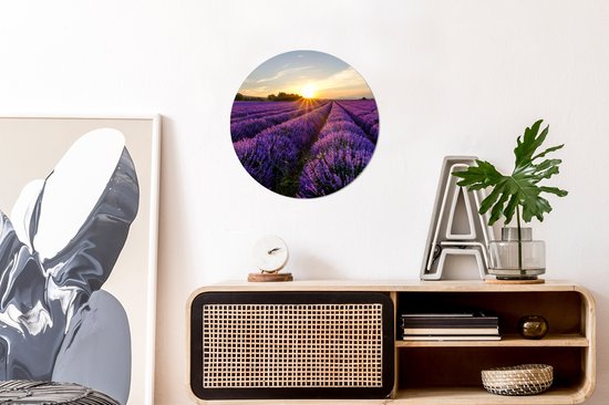 WallCircle - Papier peint cercle - Papier peint autocollant - Lavande - Soleil - Paysage - Fleurs - Papier peint cercle fleurs - Papier peint rond - 30x30 cm - Papier peint autocollant - Papier peint cercle