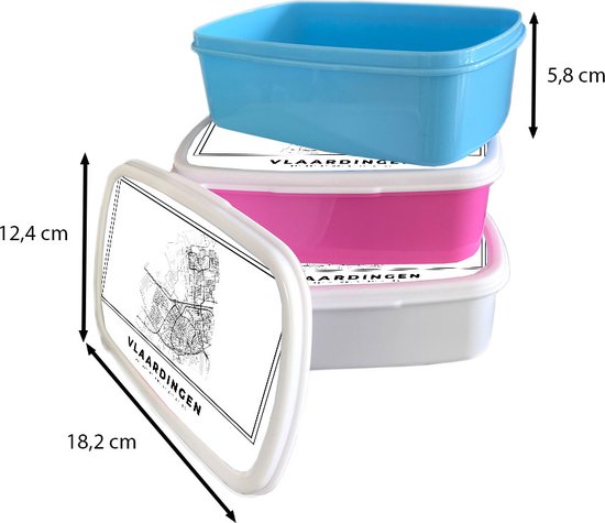 Breadbox Pink - Lunchbox - Breadbox - Plan de la ville - Zwart Wit - Carte - Vlaardingen - Pays- Nederland - Carte - 18x12x6 cm - Enfants - Fille