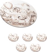 Sous- Sous-verres pour lunettes - Ronds - Enfants - Alpaga - Animaux - Garçons - Meiden - 10x10 cm - Sous-verres - 6 pièces